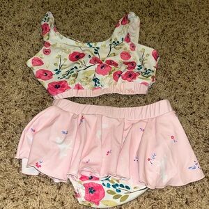 Sweethoney boutique two piece bikini swimsuit florals pink unicorn size 8